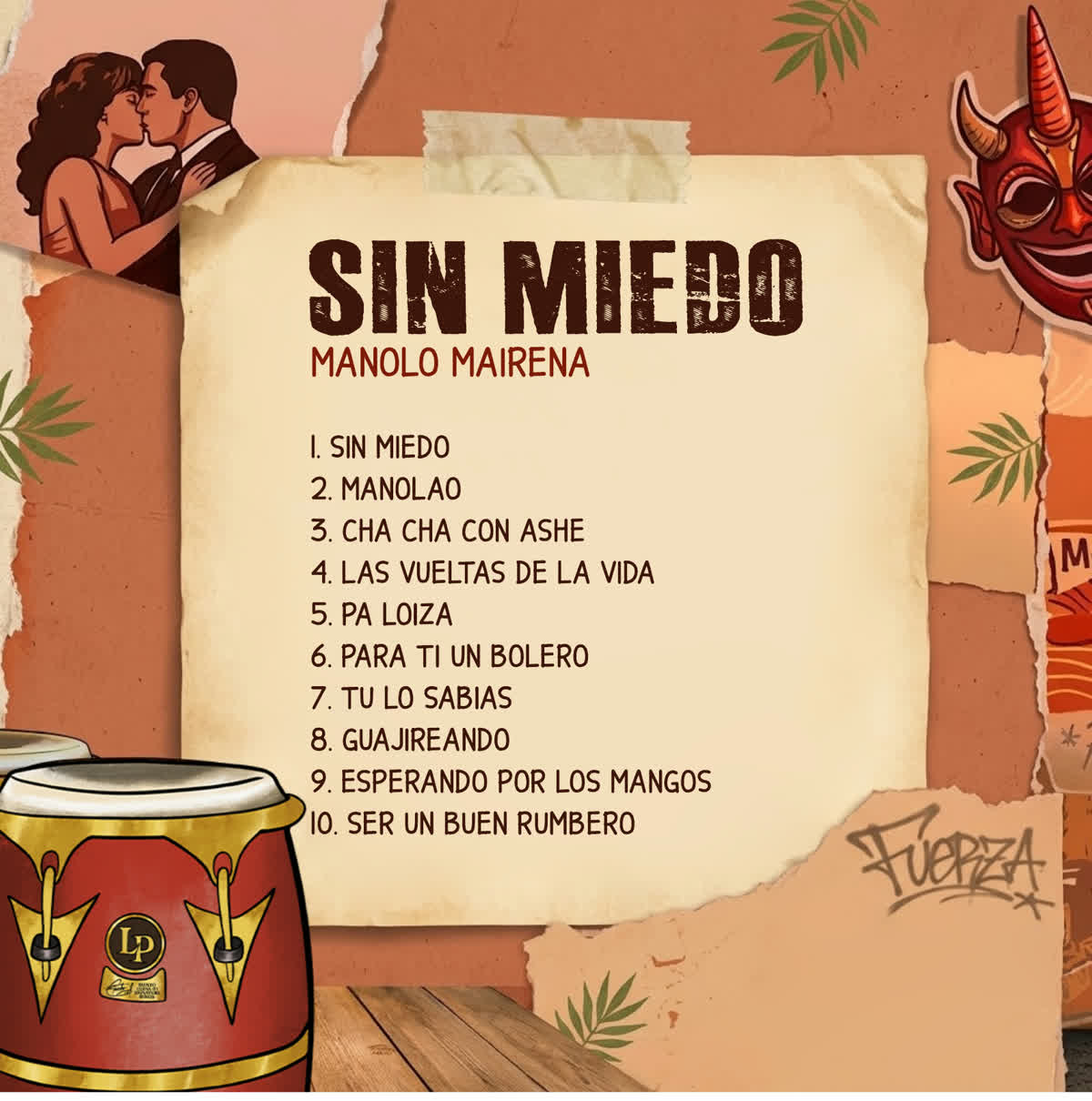 Contraportada oficial de Sin Miedo con la lista de canciones